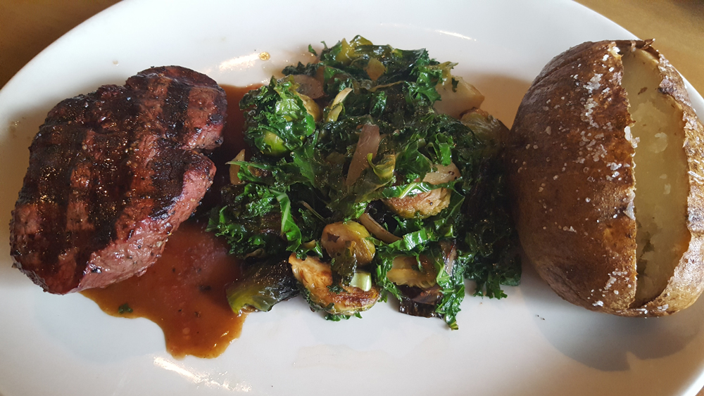 Filet Mignon with Brussel Sprouts and Baked Potato